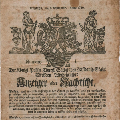 Erste Ausgabe Dresdner Anzeiger 1730