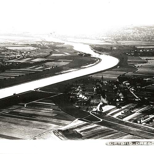 Dresden-Kaditz, Luftbild-Schr&auml;gaufnahme, vor 1930