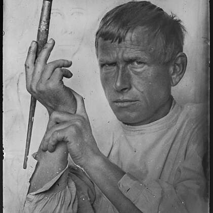 Portrait Otto Dix mit Pinsel