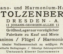 Werbung Piano- und Harmonium-Haus Stolzenberg (1921)