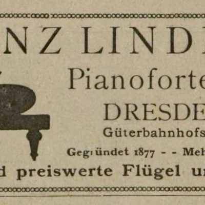 Werbung Pianofortefabrik Franz Lindner (1921) Werbung Pianofortefabrik Franz Lindner (1921)