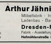 Werbung Möbelfabrik Arthur Jähnichen (1930)