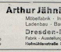 Werbung M&ouml;belfabrik Arthur J&auml;hnichen (1930)