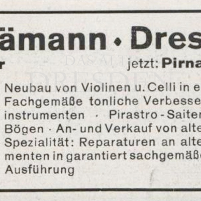 Werbung Geigenbauer Sämann (1930) Werbung Geigenbauer Sämann (1930)