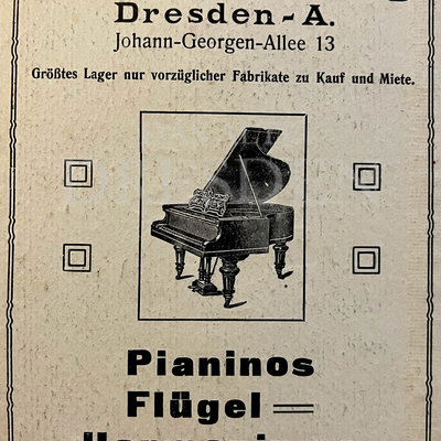 Werbung Piano- und Harmonium-Haus Stolzenberg